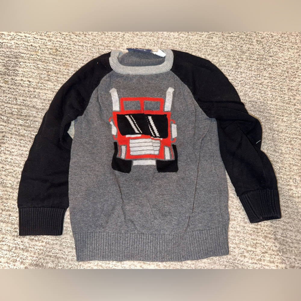 The Children's Place Gray and Black Crewneck Sweater with Graphic